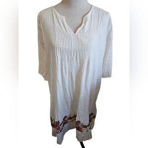 Mikarose 100% Rayon White Embroidered Women's Dress Size Large.
